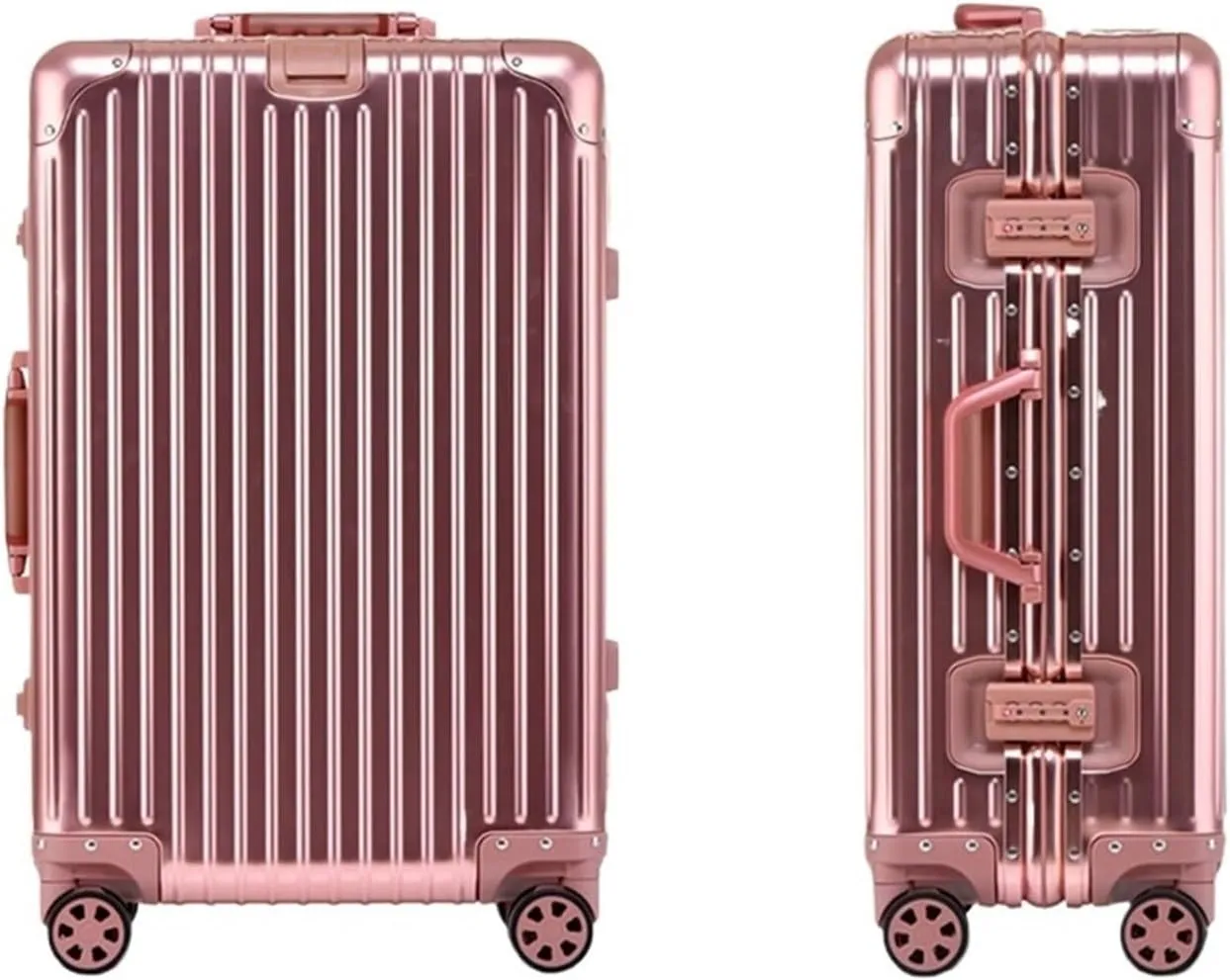 Luggage Suitcase Aluminum Metal Password Trolley Luggage Suitcase Trip Cabin Carry-on 20/24/28/32 Inch Travel Bags Suitcases Suitcase(Blue red,22 inch)