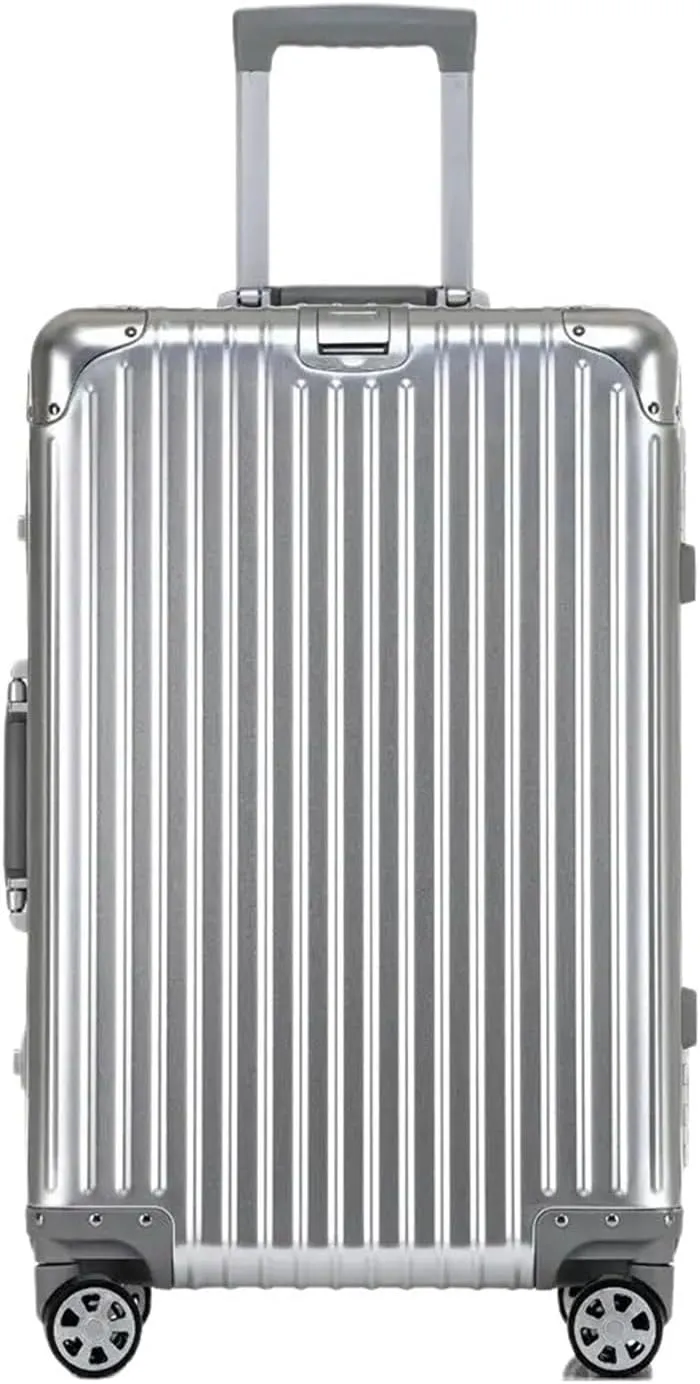 Luggage Suitcase Aluminum Metal Password Trolley Luggage Suitcase Trip Cabin Carry-on 20/24/28/32 Inch Travel Bags Suitcases Suitcase(Blue red,22 inch)