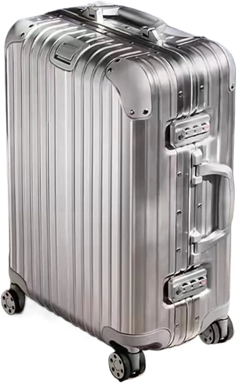 Luggage Suitcase Aluminum Metal Password Trolley Luggage Suitcase Trip Cabin Carry-on 20/24/28/32 Inch Travel Bags Suitcases Suitcase(Blue red,22 inch)