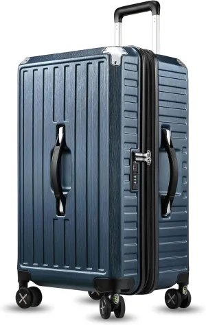 LUGGEX 26 Inch Trunk Luggage with Spinner Wheels, Deep Expandable Design, Shock Absorbing Wheels, Adventure Ready Travel Companion, Blue, 67.2L