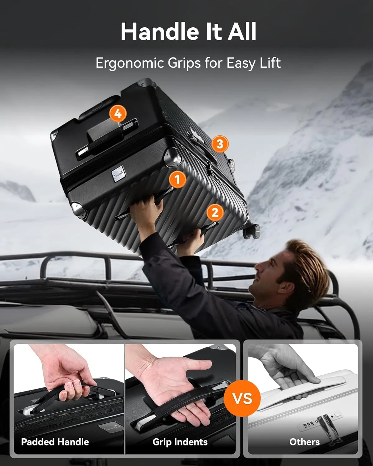 LUGGEX 28 Inch Trunk Luggage with Spinner Wheels, Deep Capacity and Expandable Design, Suitcase with Shock Absorbing Wheels, Adventure Ready Travel Companion, Charcoal Metallic, 92.2L