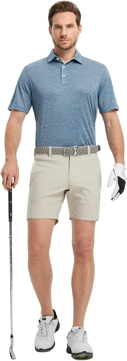 M MAELREG Mens Golf Shirt Short Sleeve Dry Fit Tech Moisture Wicking Performance Stylish Heather Collared Polo Shirts