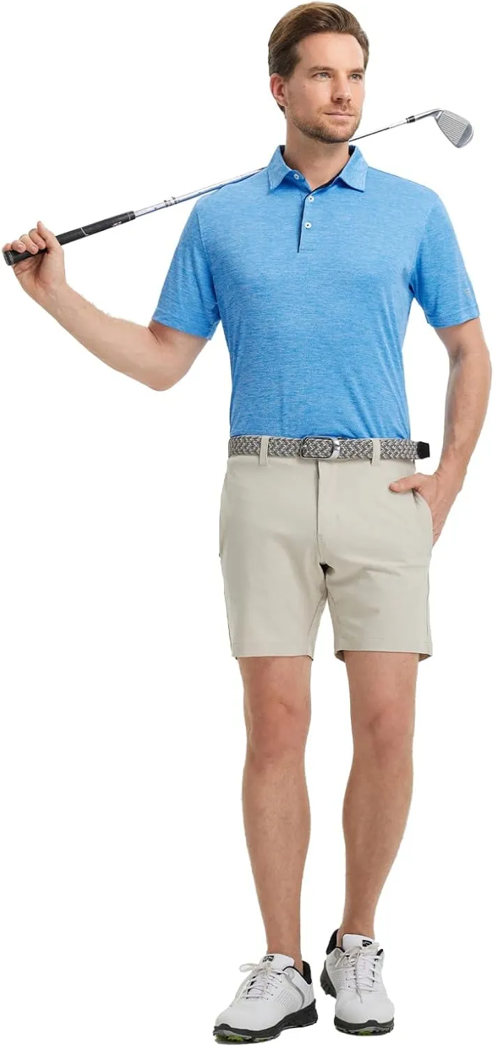 M MAELREG Mens Golf Shirt Short Sleeve Dry Fit Tech Moisture Wicking Performance Stylish Heather Collared Polo Shirts