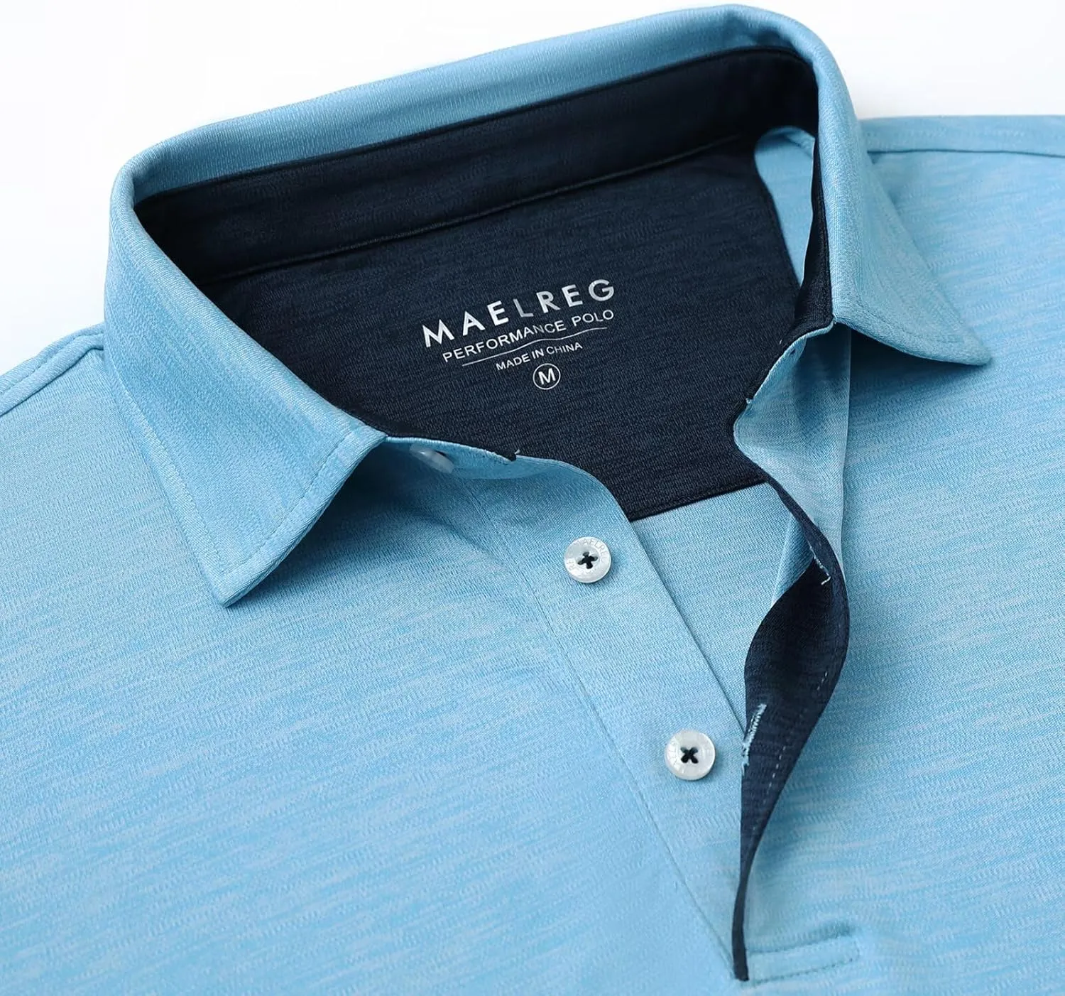M MAELREG Mens Golf Shirt Short Sleeve Dry Fit Tech Moisture Wicking Performance Stylish Heather Collared Polo Shirts
