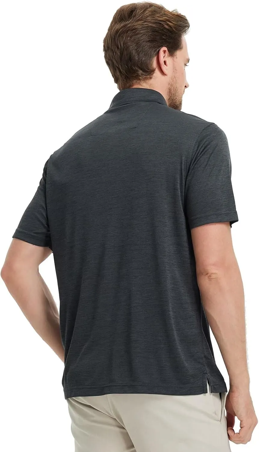 M MAELREG Mens Golf Shirt Short Sleeve Dry Fit Tech Moisture Wicking Performance Stylish Heather Collared Polo Shirts