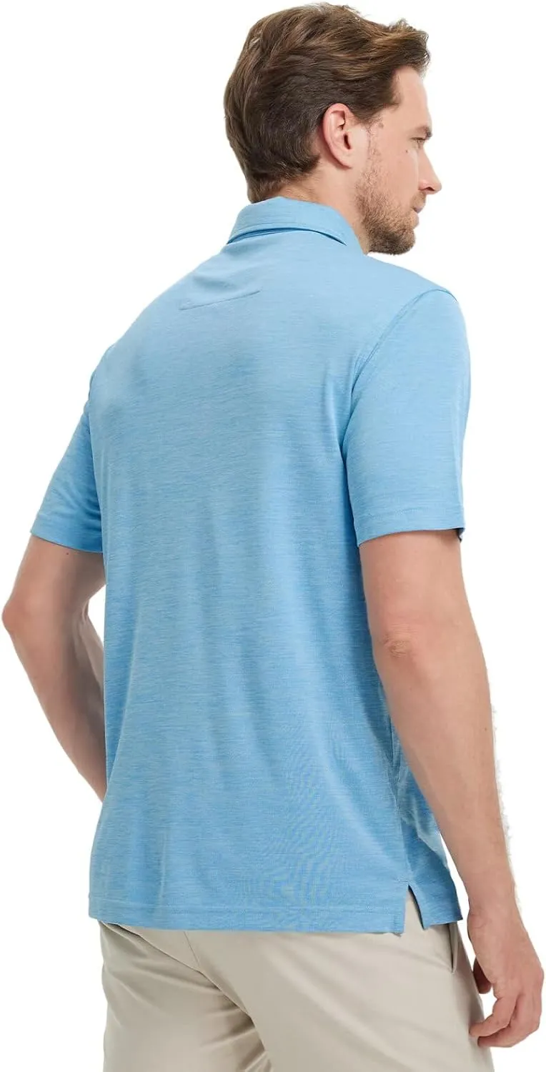 M MAELREG Mens Golf Shirt Short Sleeve Dry Fit Tech Moisture Wicking Performance Stylish Heather Collared Polo Shirts