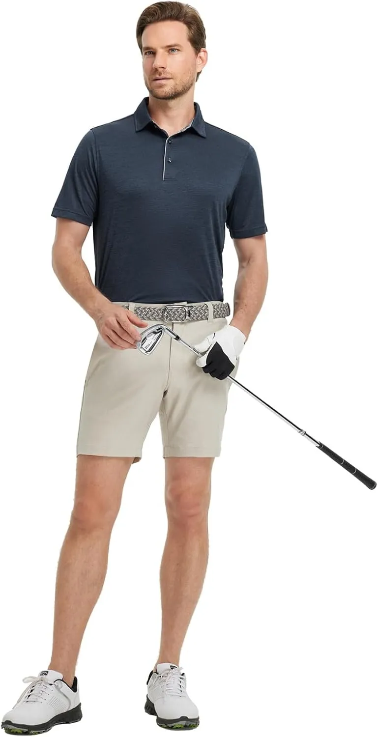 M MAELREG Mens Golf Shirt Short Sleeve Dry Fit Tech Moisture Wicking Performance Stylish Heather Collared Polo Shirts