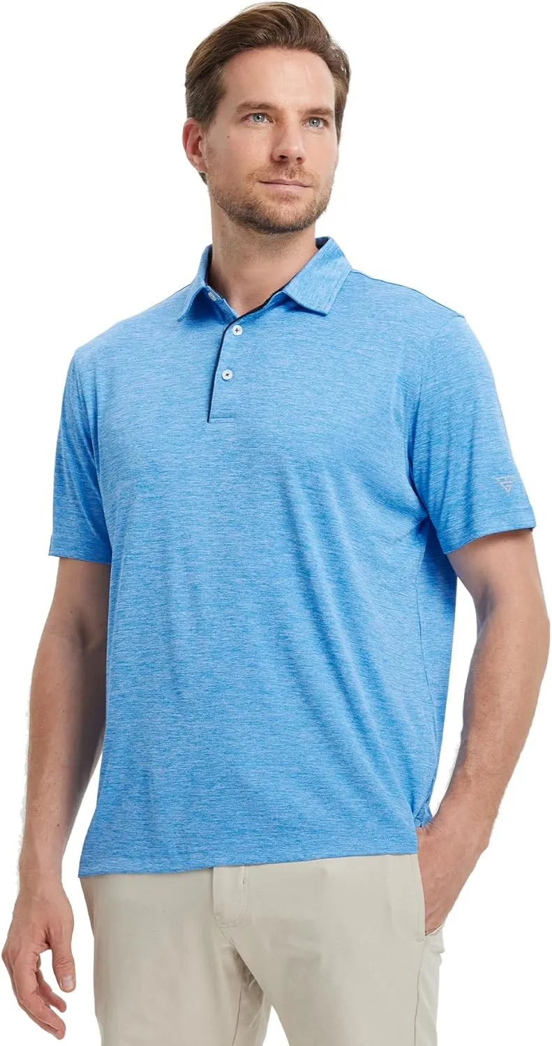 M MAELREG Mens Golf Shirt Short Sleeve Dry Fit Tech Moisture Wicking Performance Stylish Heather Collared Polo Shirts