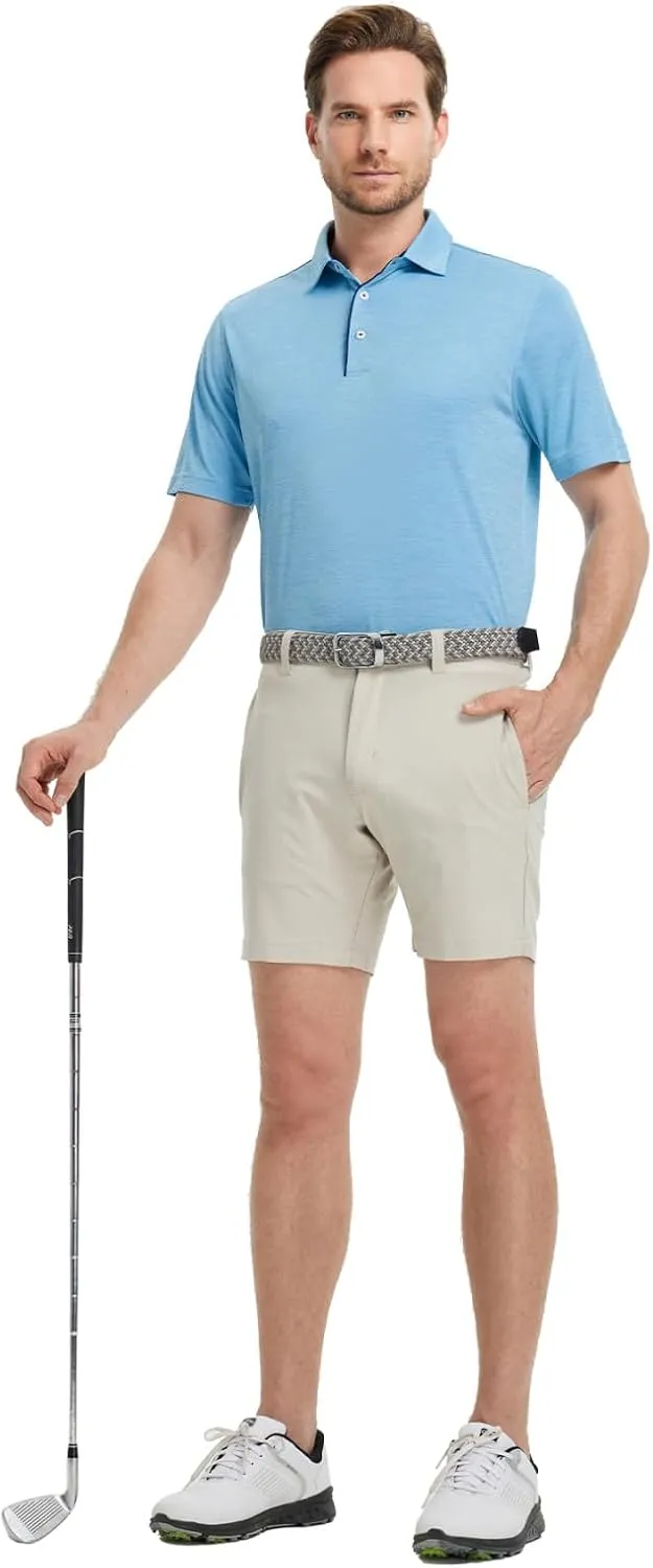 M MAELREG Mens Golf Shirt Short Sleeve Dry Fit Tech Moisture Wicking Performance Stylish Heather Collared Polo Shirts