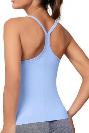MathCat Workout Tank Tops for Women with Built in Bra, Sleeveless Gym Tops Seamless Racerback Athletic Yoga Shirts