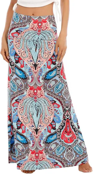 Maxi Skirts for Women Boho Skirt High Waist Long Skirts Floral Skirt Bohemian Maxi Pencil Skirt with Floor Length
