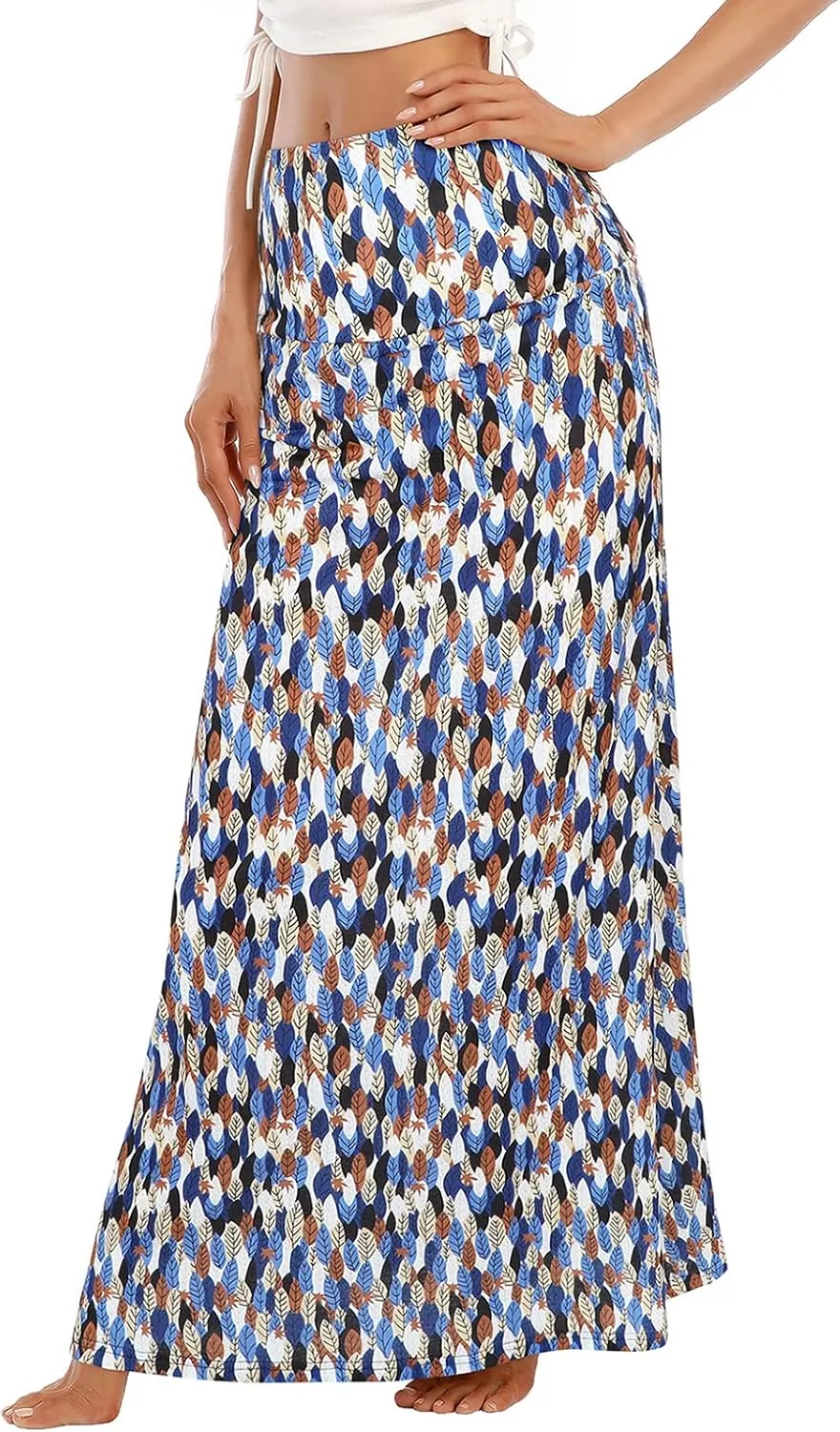 Maxi Skirts for Women Boho Skirt High Waist Long Skirts Floral Skirt Bohemian Maxi Pencil Skirt with Floor Length