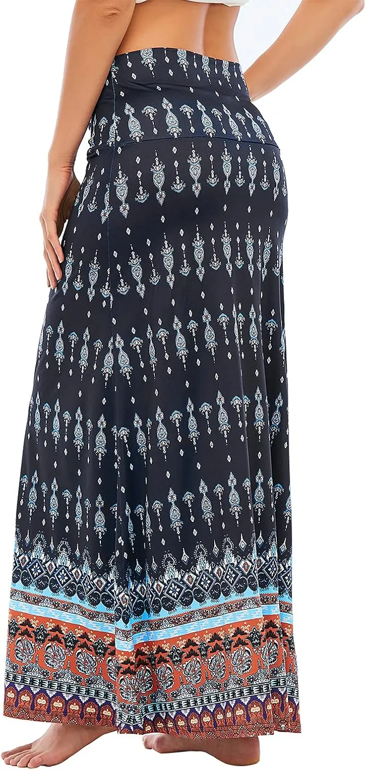 Maxi Skirts for Women Boho Skirt High Waist Long Skirts Floral Skirt Bohemian Maxi Pencil Skirt with Floor Length