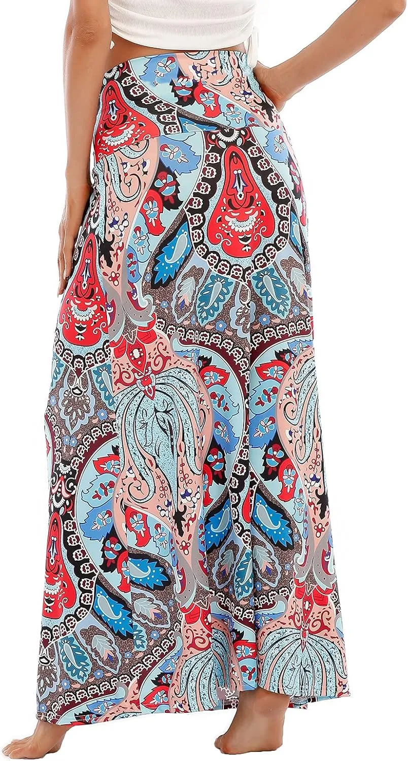 Maxi Skirts for Women Boho Skirt High Waist Long Skirts Floral Skirt Bohemian Maxi Pencil Skirt with Floor Length