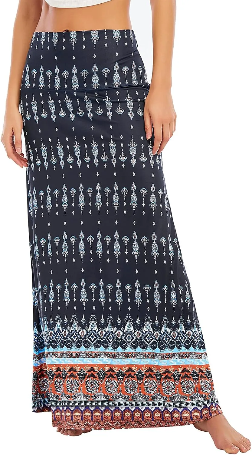 Maxi Skirts for Women Boho Skirt High Waist Long Skirts Floral Skirt Bohemian Maxi Pencil Skirt with Floor Length