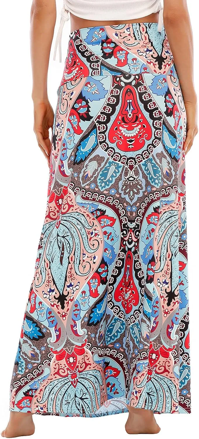 Maxi Skirts for Women Boho Skirt High Waist Long Skirts Floral Skirt Bohemian Maxi Pencil Skirt with Floor Length