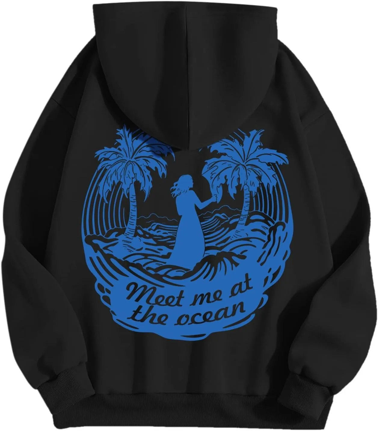 Meet Me at The Ocean Oversized Hoodies for Women Casual Drawstring Sweatshirt Fashion Long Sleeve Pullover