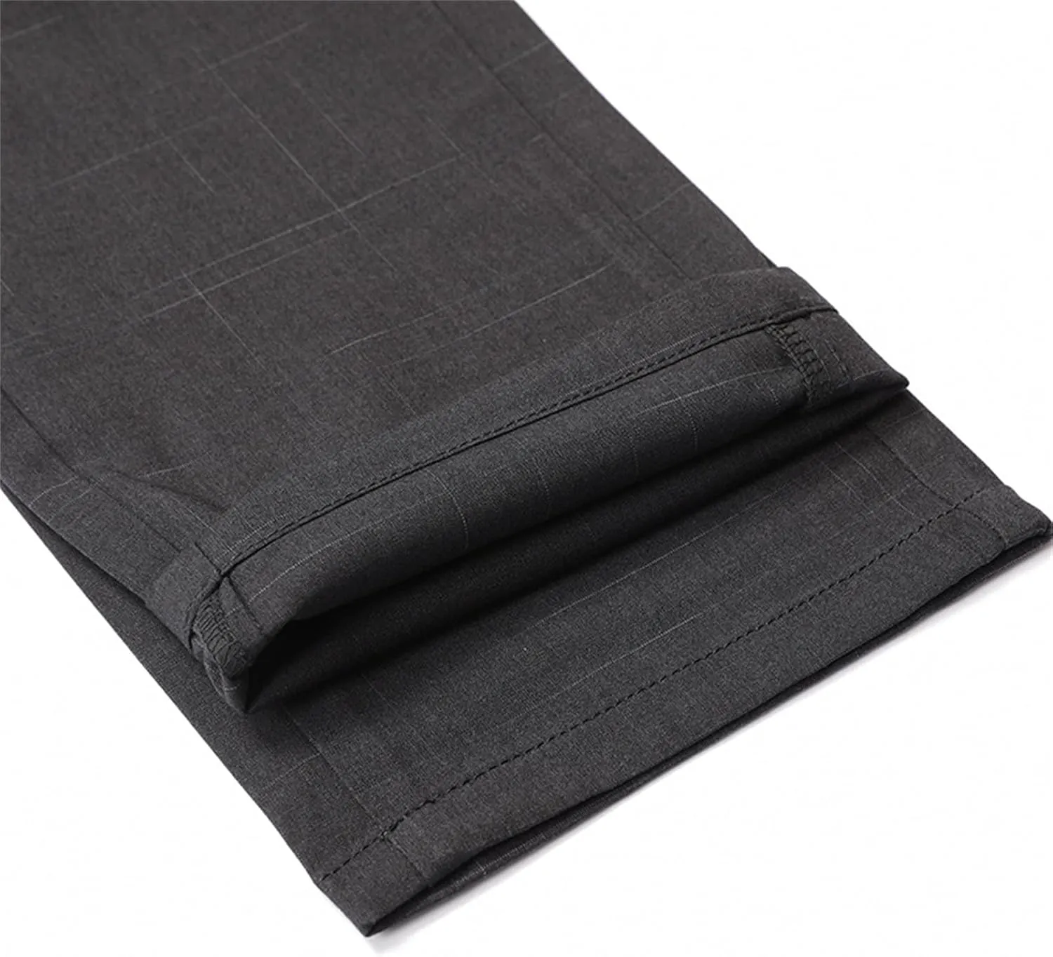 Men's Knit Plaid Dress Pants Casual Stretch Flat Front Chino Pant Lightweight Slim Stylish Business Golf Trousers