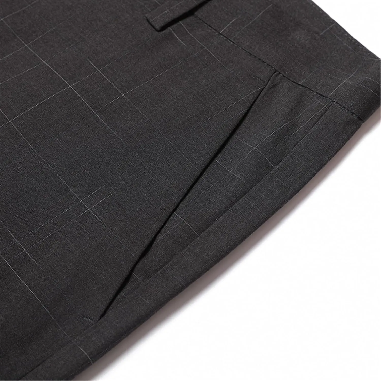 Men's Knit Plaid Dress Pants Casual Stretch Flat Front Chino Pant Lightweight Slim Stylish Business Golf Trousers