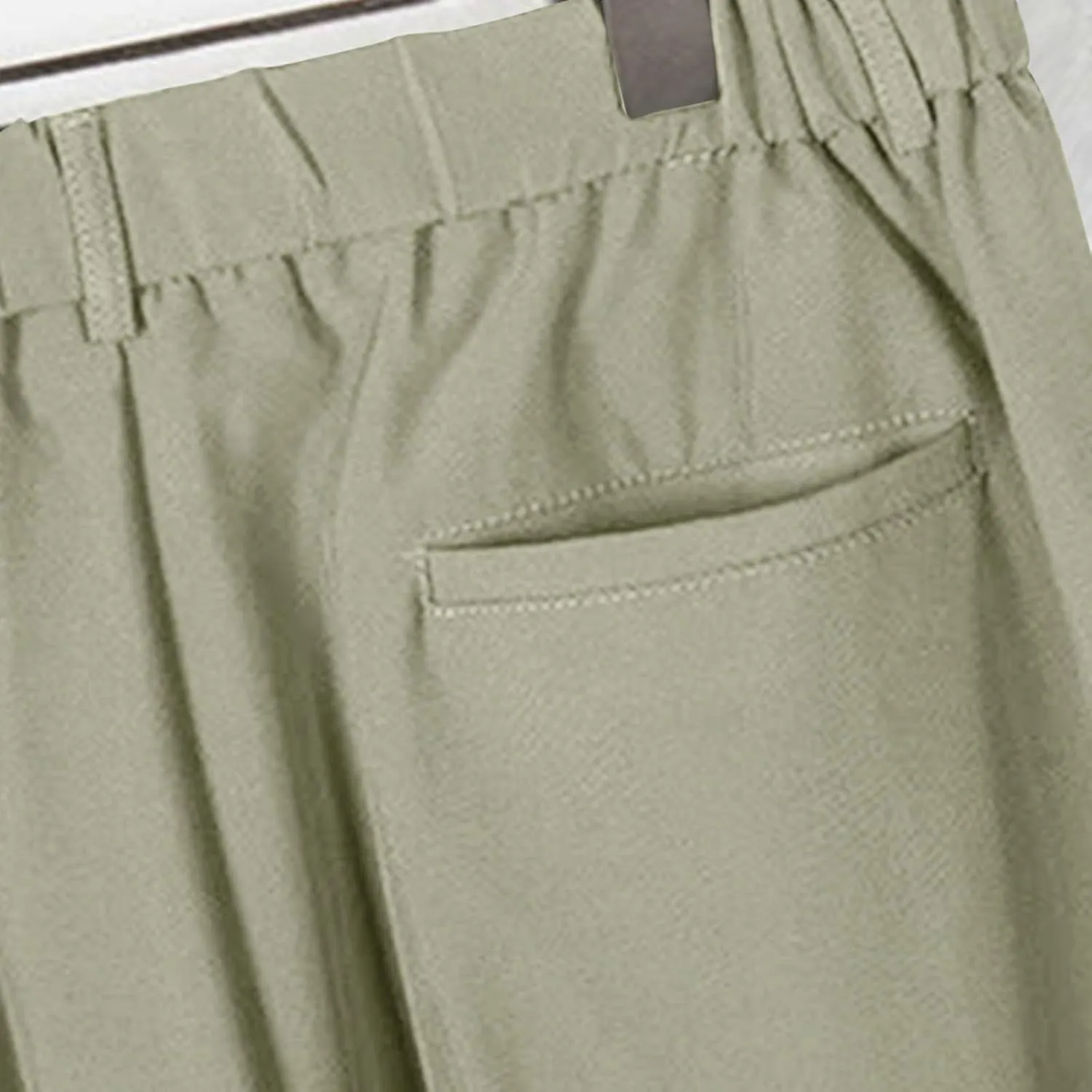 Mens Pants Casual Stylish Elastic Waist Flat Front Dress Suit Pant Loose Lightweight Cinch Bottom Trouser with Pocket