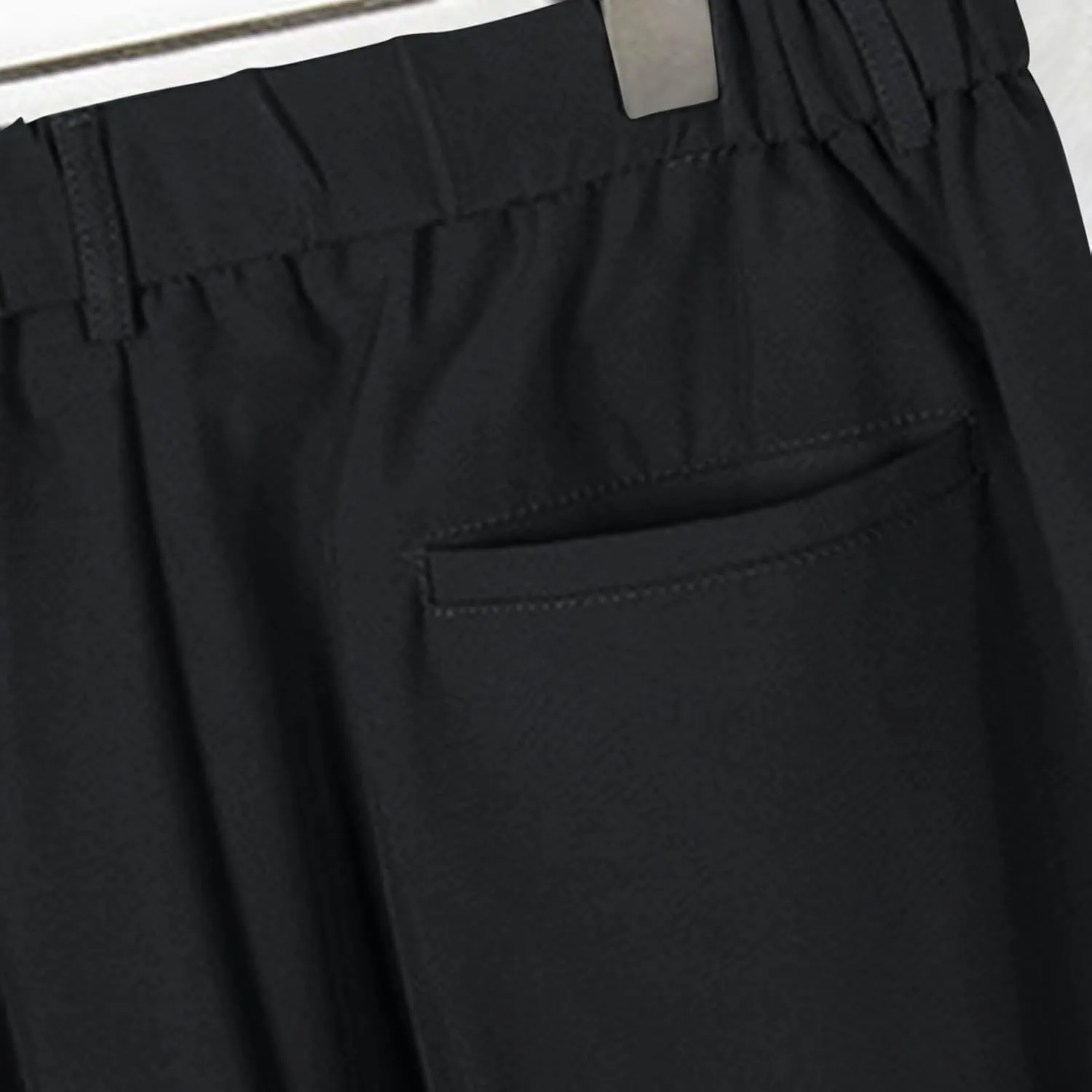 Mens Pants Casual Stylish Elastic Waist Flat Front Dress Suit Pant Loose Lightweight Cinch Bottom Trouser with Pocket
