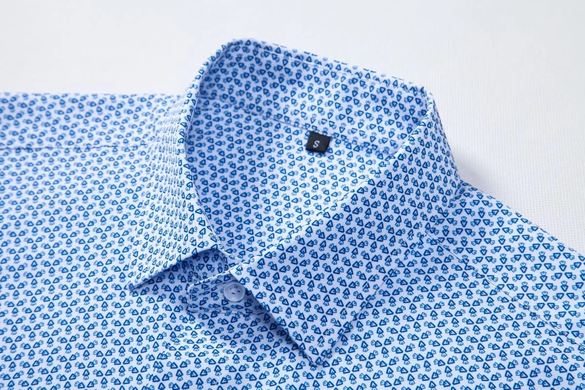 Mens Printed Dress Shirts 4-Way Stretch Long Sleeve Wrinkle Free Floral Casual Button Down Shirt