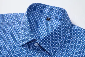 Mens Printed Dress Shirts 4-Way Stretch Long Sleeve Wrinkle Free Floral Casual Button Down Shirt