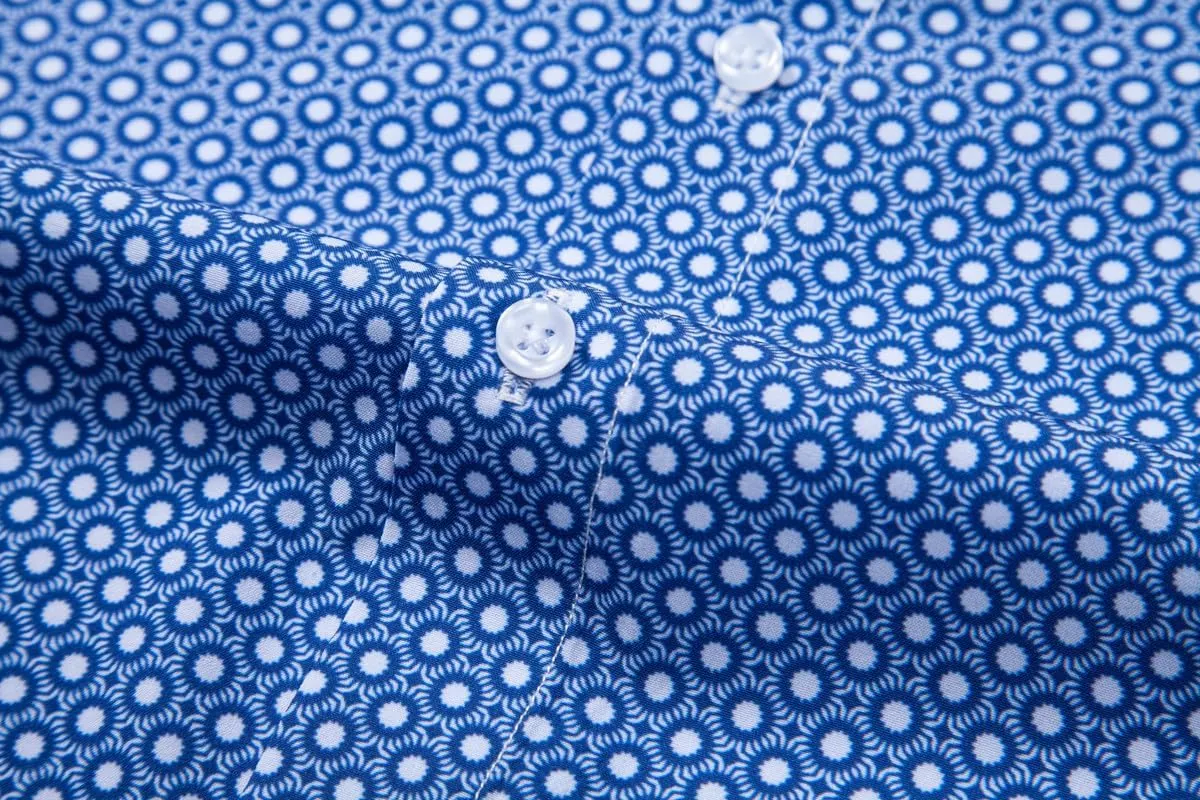 Mens Printed Dress Shirts 4-Way Stretch Long Sleeve Wrinkle Free Floral Casual Button Down Shirt