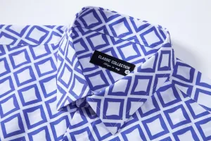 Mens Printed Dress Shirts 4-Way Stretch Long Sleeve Wrinkle Free Floral Casual Button Down Shirt
