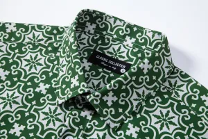Mens Printed Dress Shirts 4-Way Stretch Long Sleeve Wrinkle Free Floral Casual Button Down Shirt