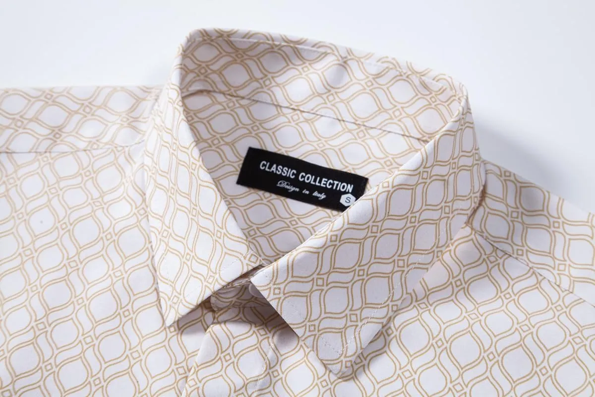 Mens Printed Dress Shirts 4-Way Stretch Long Sleeve Wrinkle Free Floral Casual Button Down Shirt