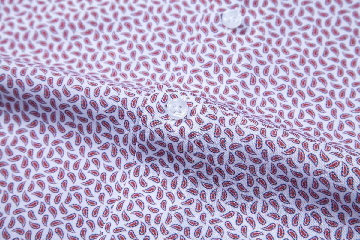 Mens Printed Dress Shirts 4-Way Stretch Long Sleeve Wrinkle Free Floral Casual Button Down Shirt