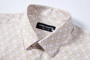 Mens Printed Dress Shirts 4-Way Stretch Long Sleeve Wrinkle Free Floral Casual Button Down Shirt