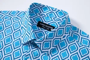 Mens Printed Dress Shirts 4-Way Stretch Long Sleeve Wrinkle Free Floral Casual Button Down Shirt