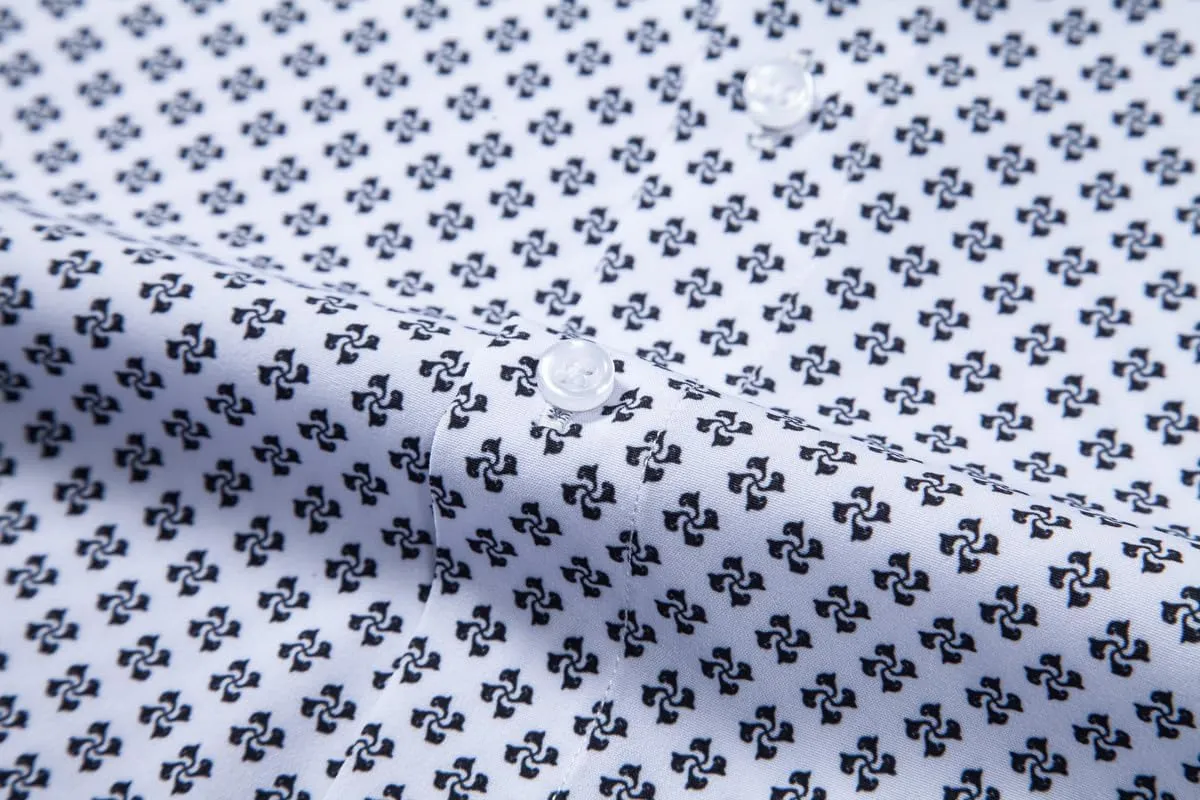 Mens Printed Dress Shirts 4-Way Stretch Long Sleeve Wrinkle Free Floral Casual Button Down Shirt