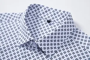 Mens Printed Dress Shirts 4-Way Stretch Long Sleeve Wrinkle Free Floral Casual Button Down Shirt