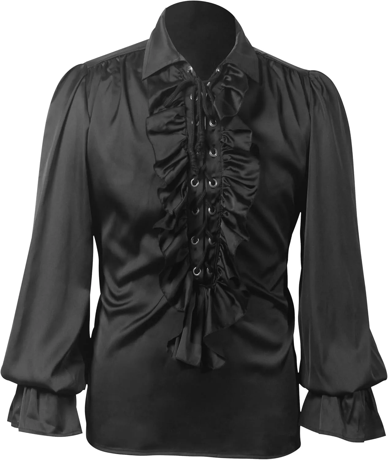 Men's Vintage Ruffle Collar Long Sleeve Shirts Comfort for Halloween Themed Events Top