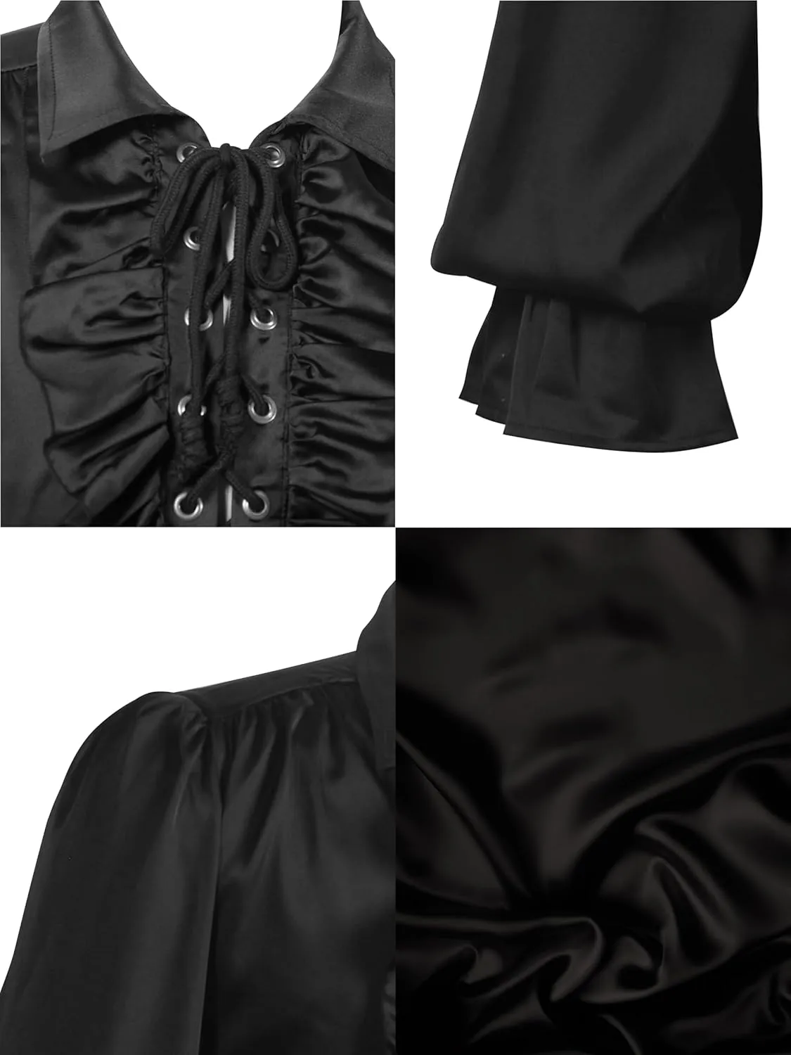 Men's Vintage Ruffle Collar Long Sleeve Shirts Comfort for Halloween Themed Events Top
