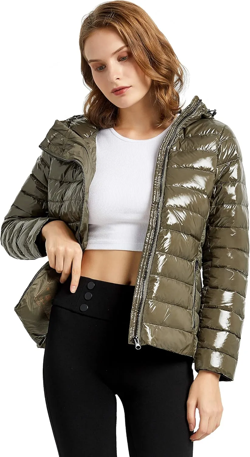 Orolay Women's Short Down Jacket Inclined Zipper Sporty Winter Coat