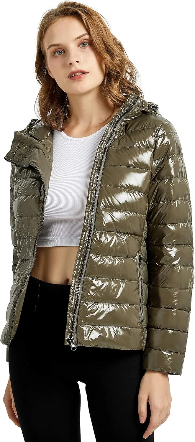 Orolay Women's Short Down Jacket Inclined Zipper Sporty Winter Coat
