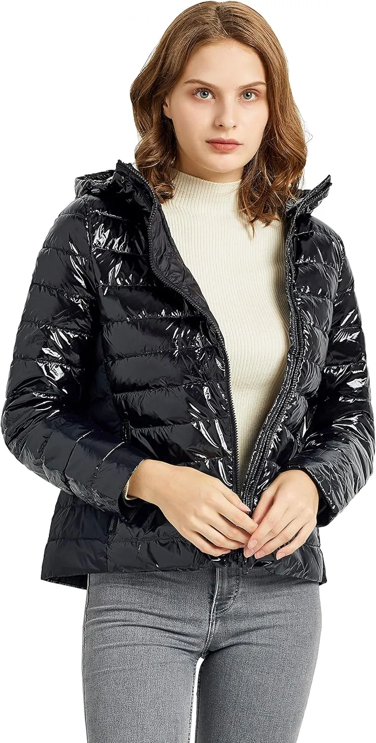 Orolay Women's Short Down Jacket Inclined Zipper Sporty Winter Coat