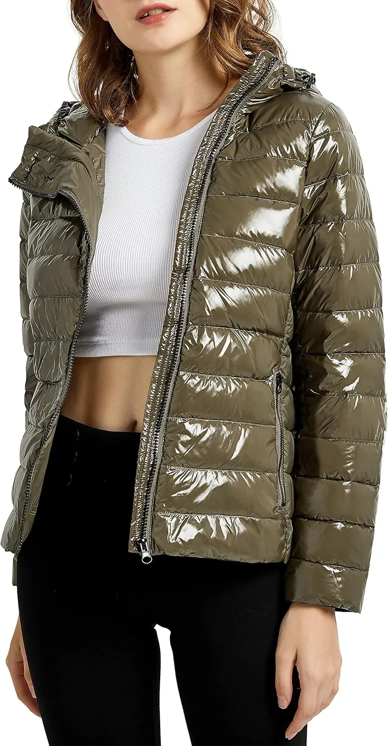 Orolay Women's Short Down Jacket Inclined Zipper Sporty Winter Coat
