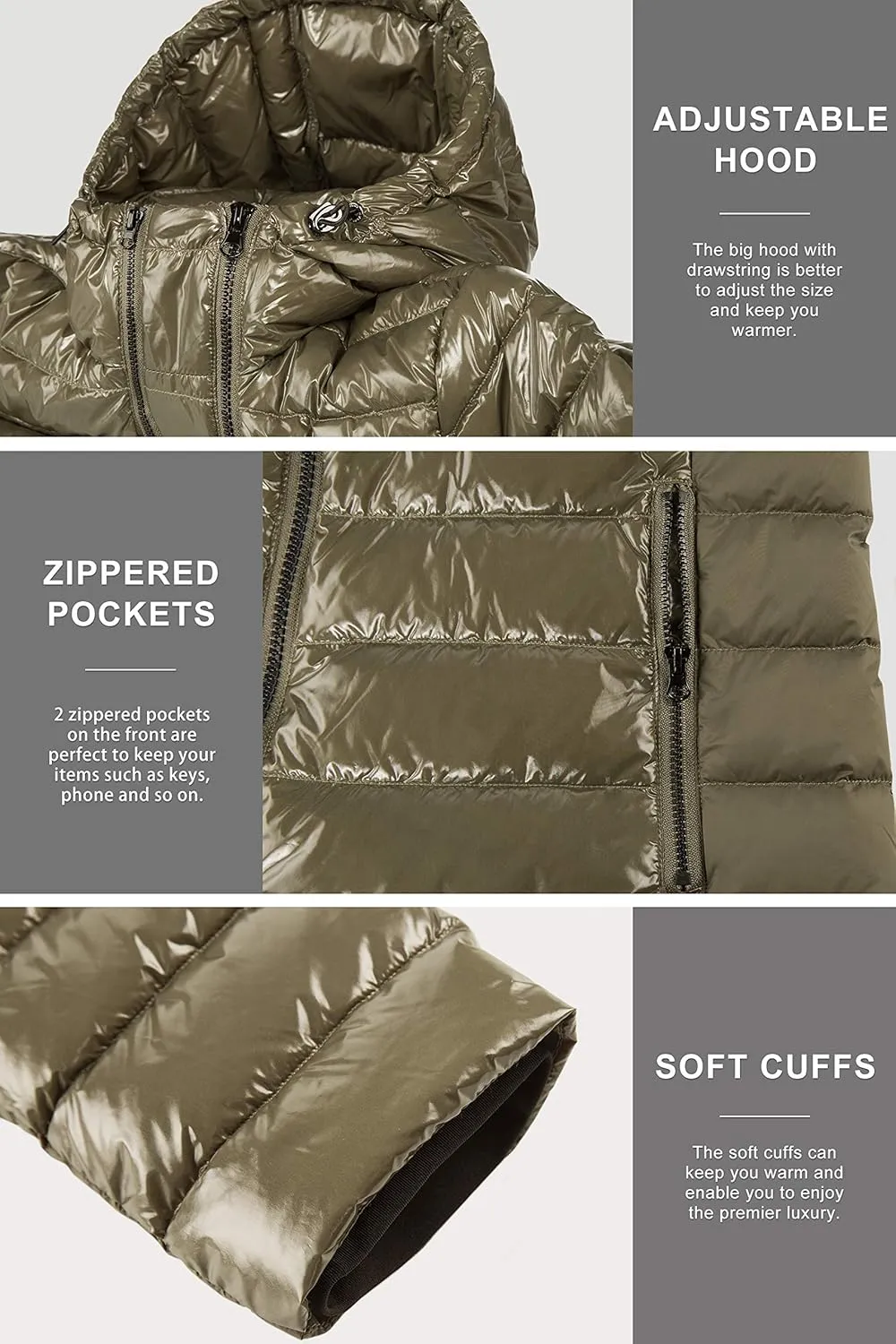 Orolay Women's Short Down Jacket Inclined Zipper Sporty Winter Coat