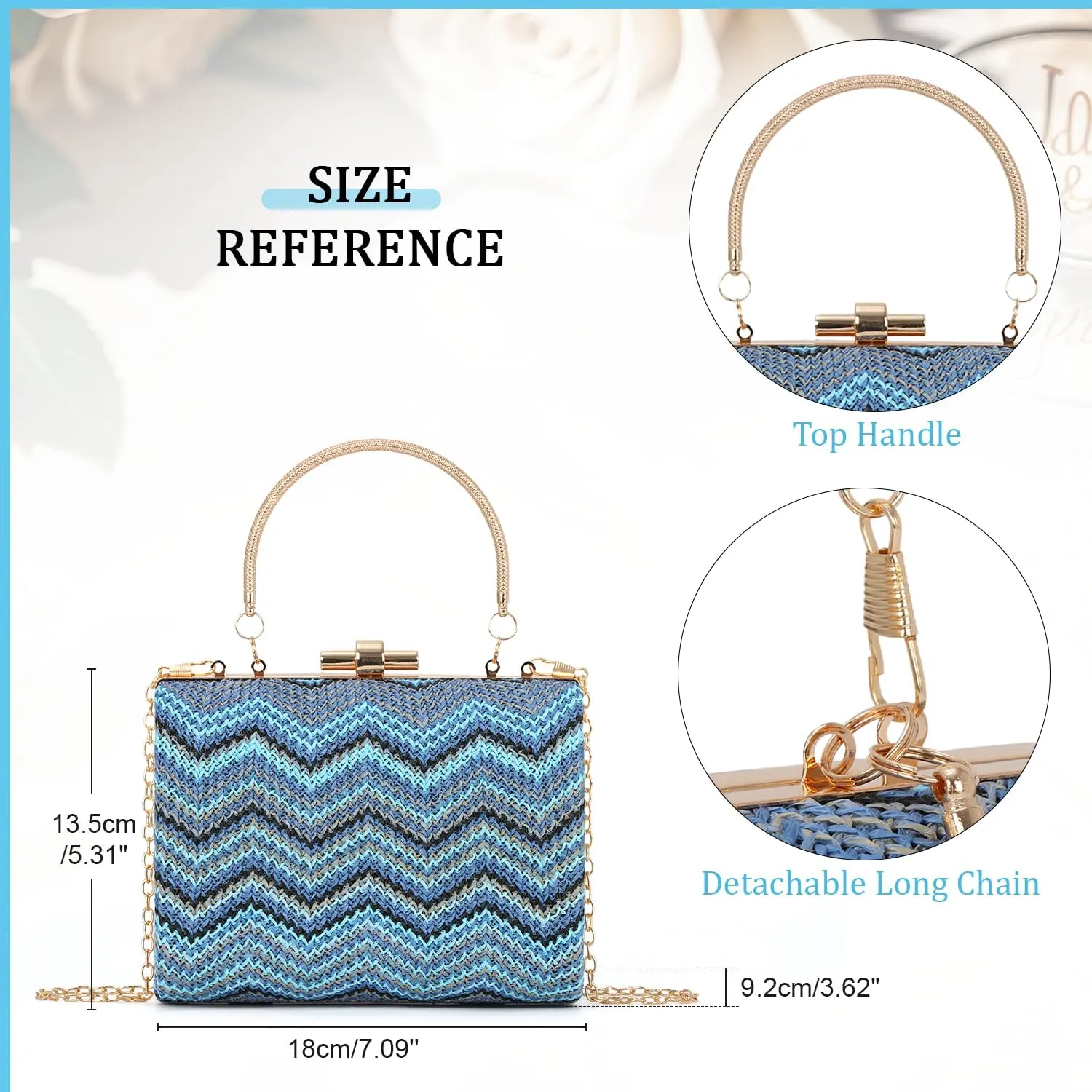 Oweisong Summer 2025 Straw Clutch Purse for Women Woven Boho Beach Bag Striped Crossbody Evening Handbag for Vacation Travel