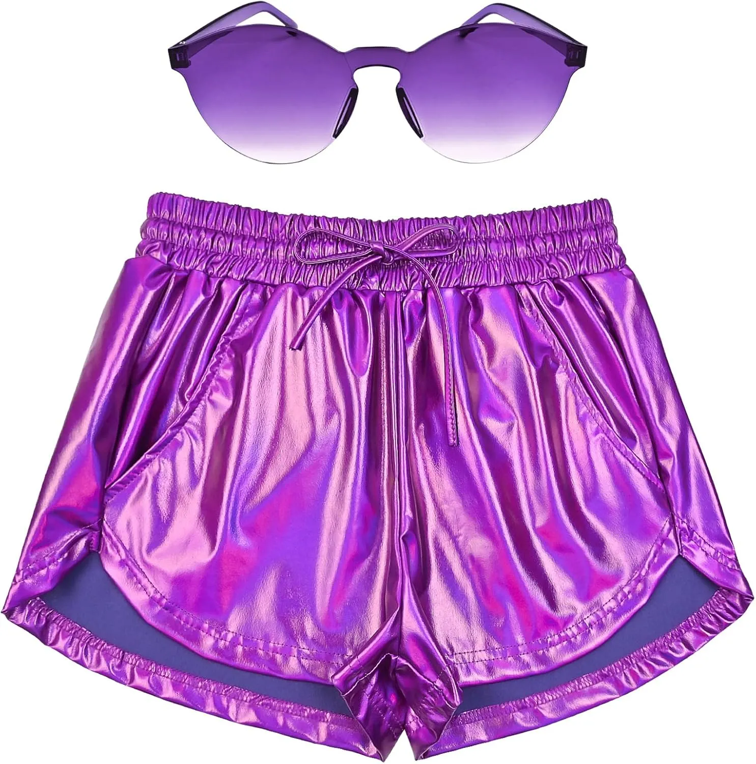 Perfashion Women's Metallic Shorts Summer Sparkly Hot Outfit Shiny Short Pants