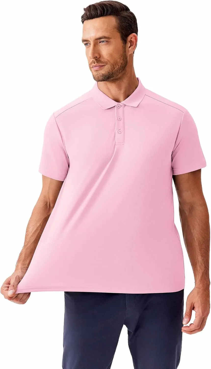 PINSPARK Golf Polo Shirts for Men Quick Dry Short Sleeve Collared Shirt Slim Fit Casual Solid Stylish Polos Shirt