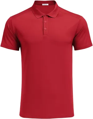 PINSPARK Golf Polo Shirts for Men Quick Dry Short Sleeve Collared Shirt Slim Fit Casual Solid Stylish Polos Shirt