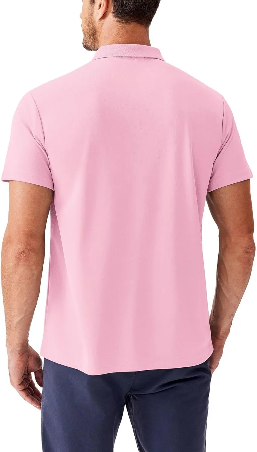 PINSPARK Golf Polo Shirts for Men Quick Dry Short Sleeve Collared Shirt Slim Fit Casual Solid Stylish Polos Shirt