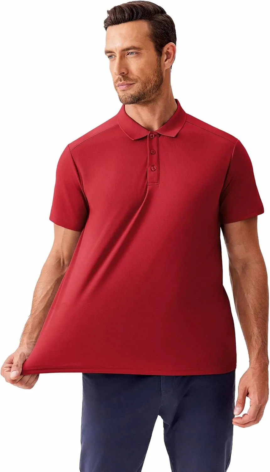 PINSPARK Golf Polo Shirts for Men Quick Dry Short Sleeve Collared Shirt Slim Fit Casual Solid Stylish Polos Shirt
