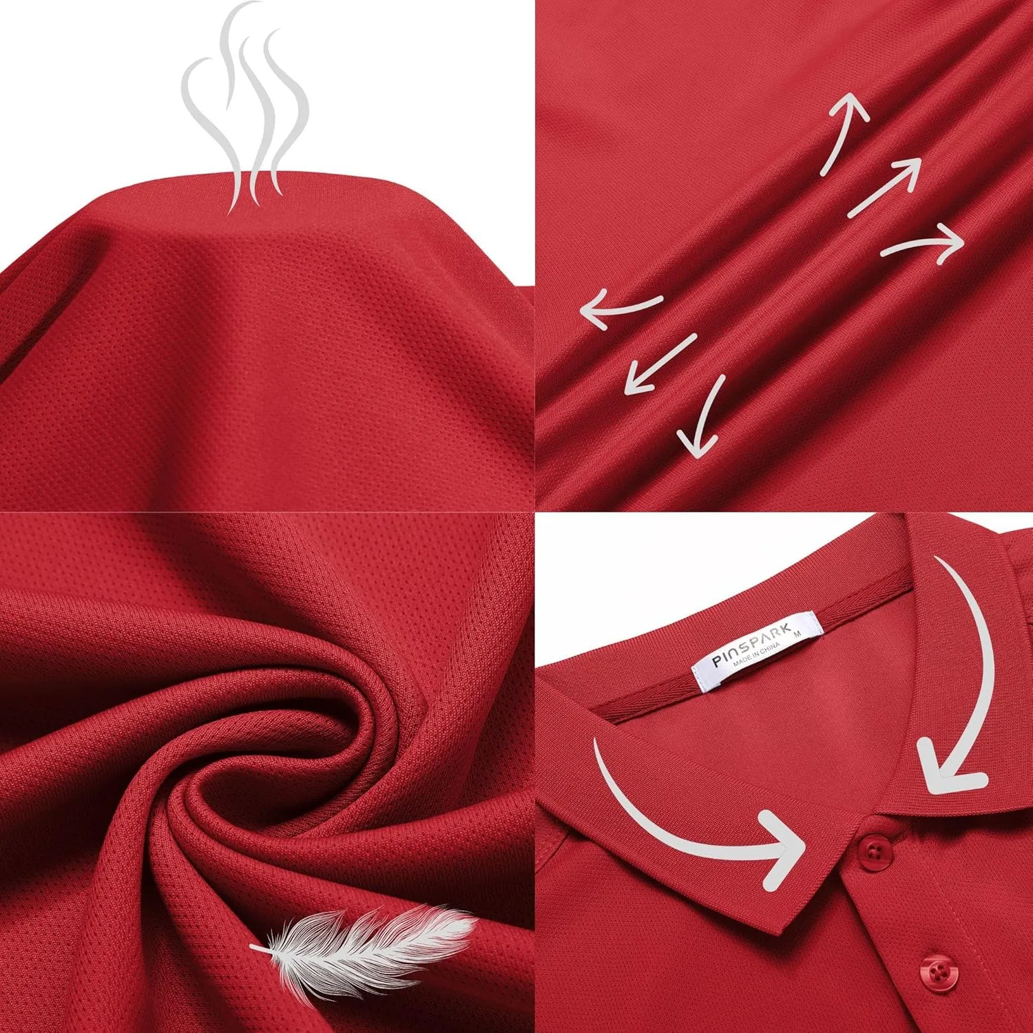 PINSPARK Golf Polo Shirts for Men Quick Dry Short Sleeve Collared Shirt Slim Fit Casual Solid Stylish Polos Shirt